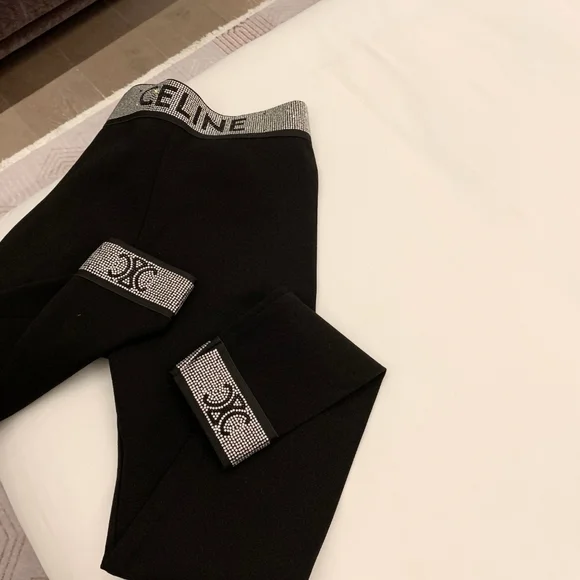 Celine Triumph Arch Logo Embellished High-Temperature Resistant Stretch Leggings